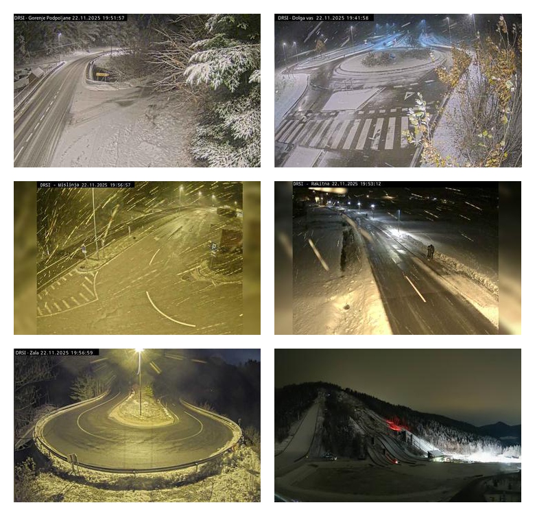 Sneženje na spletnih kamerah 22.11.2025